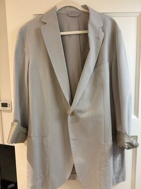 Men's Light Gray Single-Button Blazer